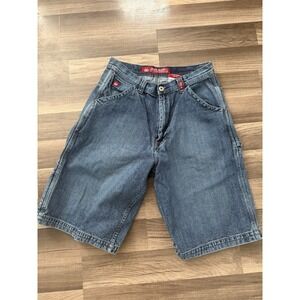 JNCO Blue Jean Shorts 32 Baggy Denim Embroidered Crown Jorts Vintage Skater 90's